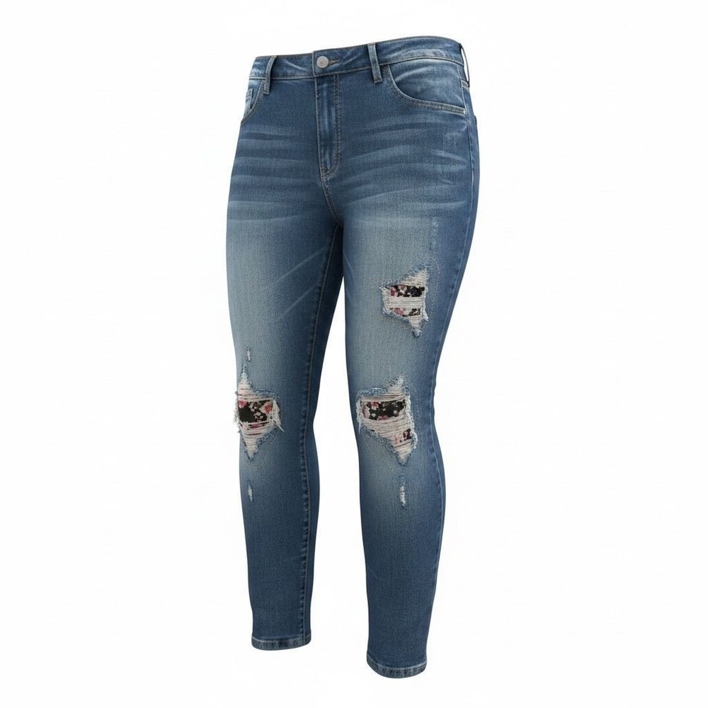 21 jeans with floral print behind distressing sz 3X